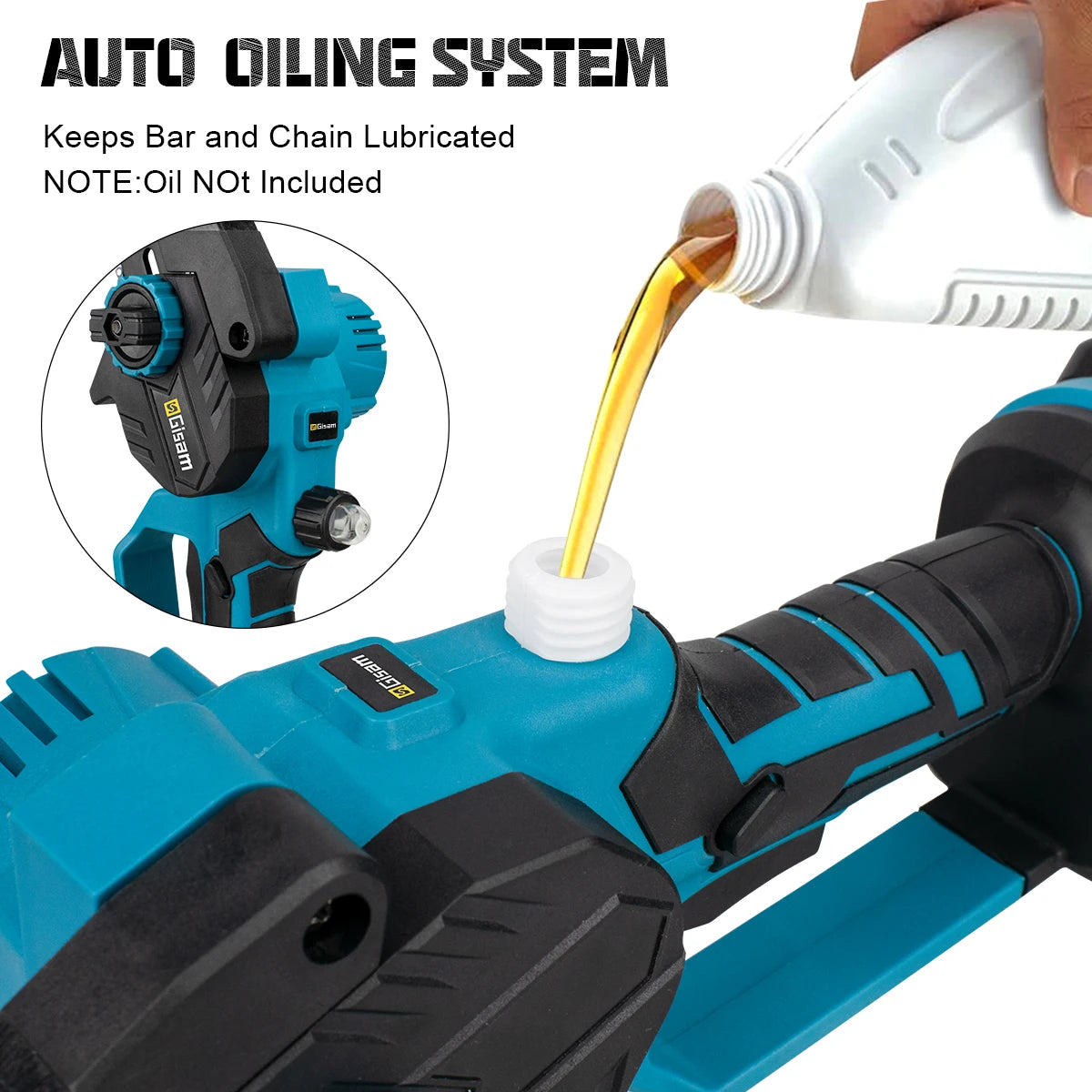 GISAM 8" Brushless Cordless Electric Chainsaw - Portable Woodworking & Garden Pruning Saw (Tool Only - Makita 18V Battery Compatible)