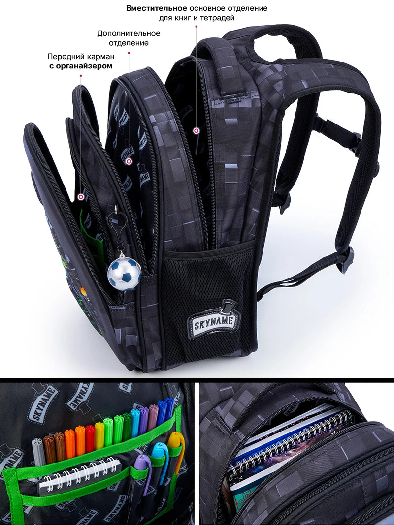 Space Explorer Waterproof School Backpack for Boys – Cartoon Gamer Edition