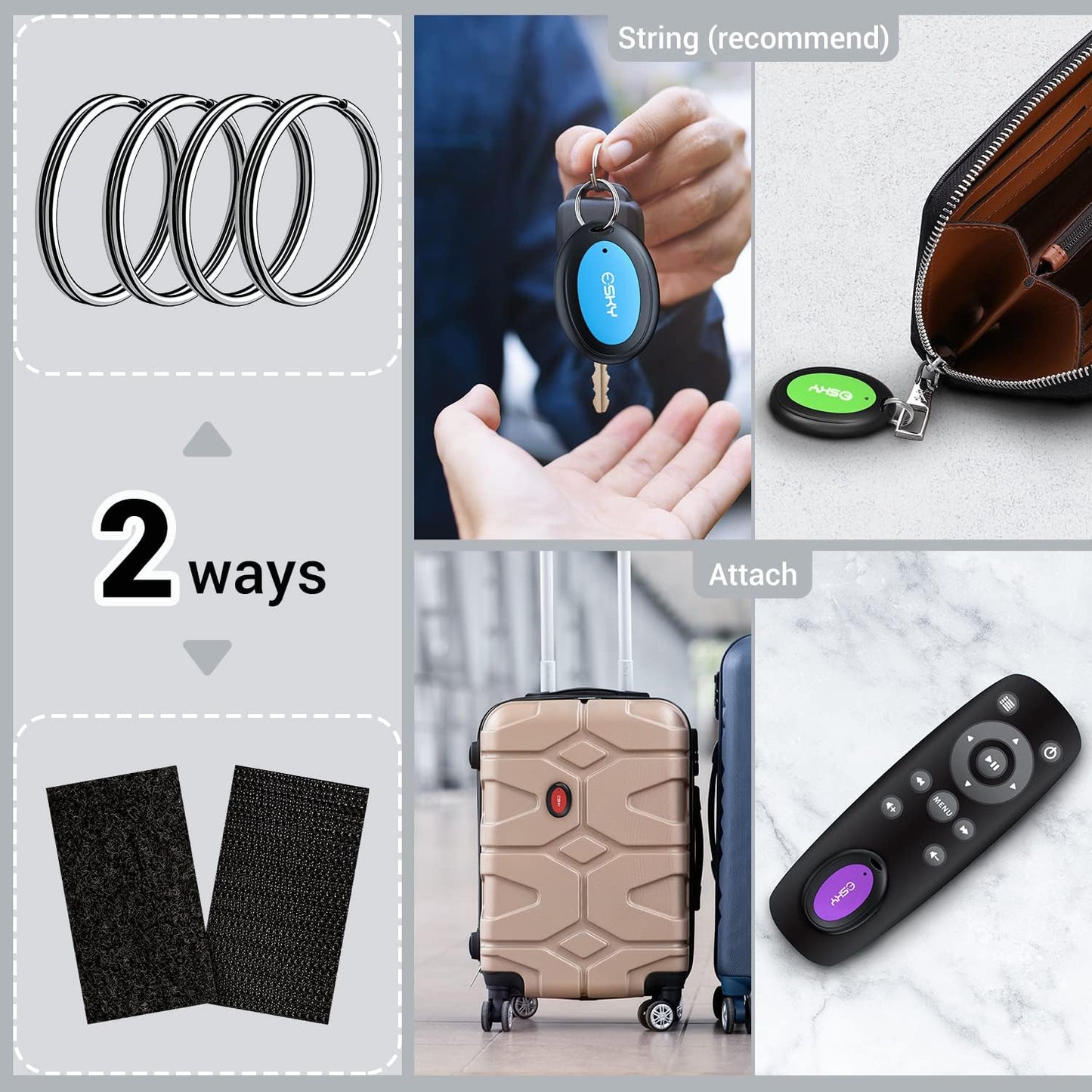 Key Finder, 85Db Item Locator, 1 Transmitter with 4 Receivers, Item Tracker with 131Ft Working Range and Led Flashlight Function, Key RF Locator, Wallet Tracker, Gifts for Parents, Kids