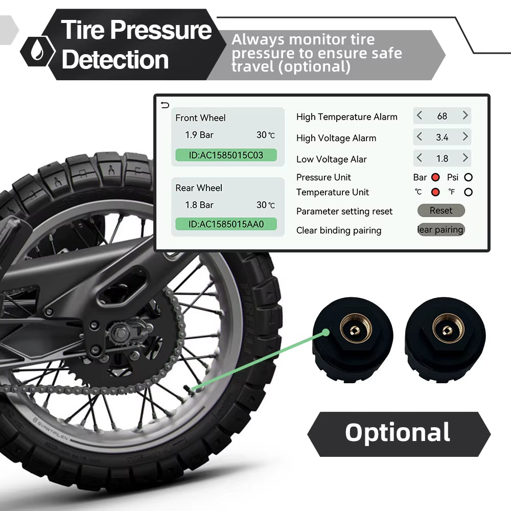 6.5Inch Motorcycle Carplay Android Auto Navigation Monitor Tire Pressure Display Portable IPS Screen Waterproof AUX Bluetooth