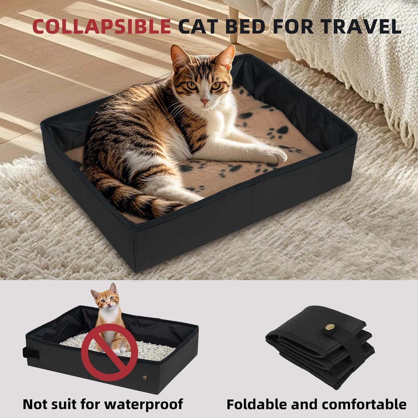 Extra Large Cat Carrier for 2 Cats Small Medium Dogs,Soft Sided Pet Carrier 24X17X17 for Car Travel with Collapsible Litter Box, Warm Blanket, Foldable Bowl and Washable Pad