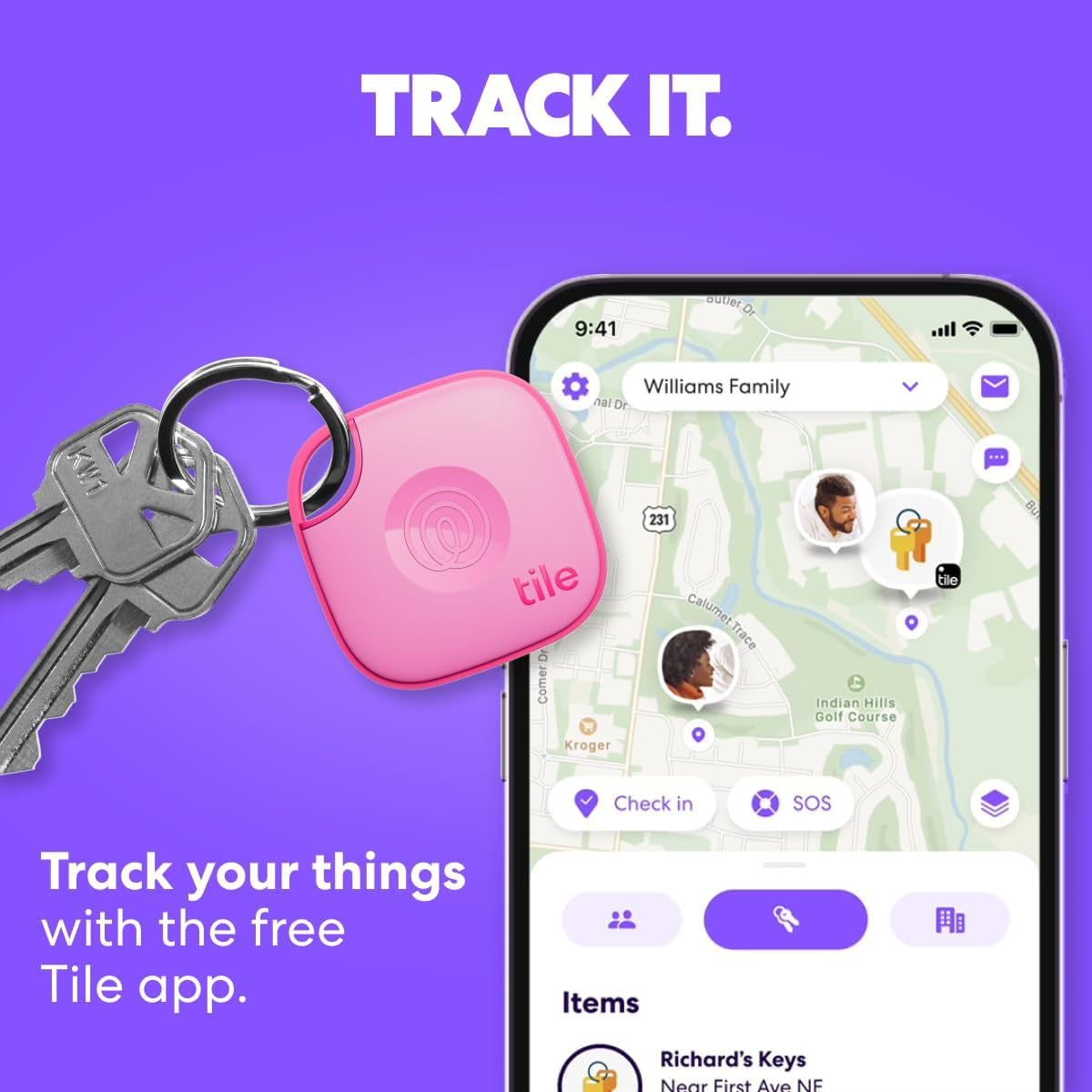 by Life360 Mate Bluetooth Tracker, Keys Finder and Item Locator for Keys, Bags and More. Phone Finder. Both Ios and Android Compatible. 1-Pack (Pink Punch)
