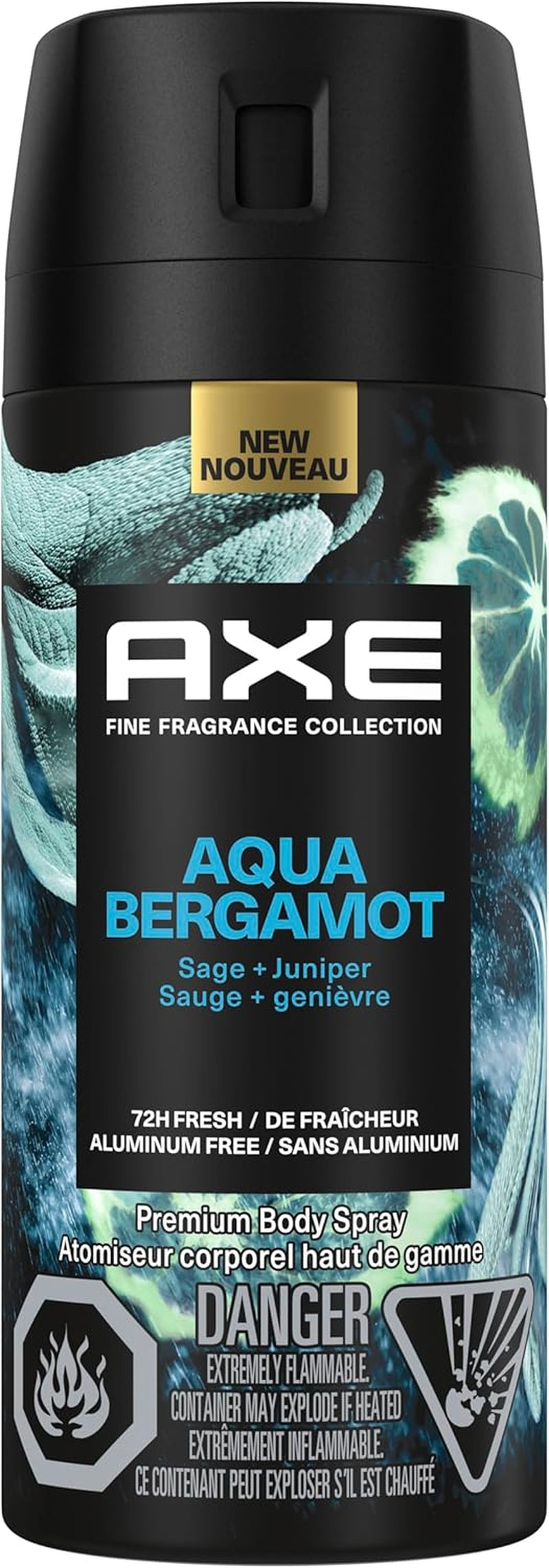 Fine Fragrance Collection Premium Body Spray for Men Aqua Bergamot Deodorant with 72H Odour Protection and Freshness Infused with Juniper, Bergamot, and Sage Essential Oils 113 G
