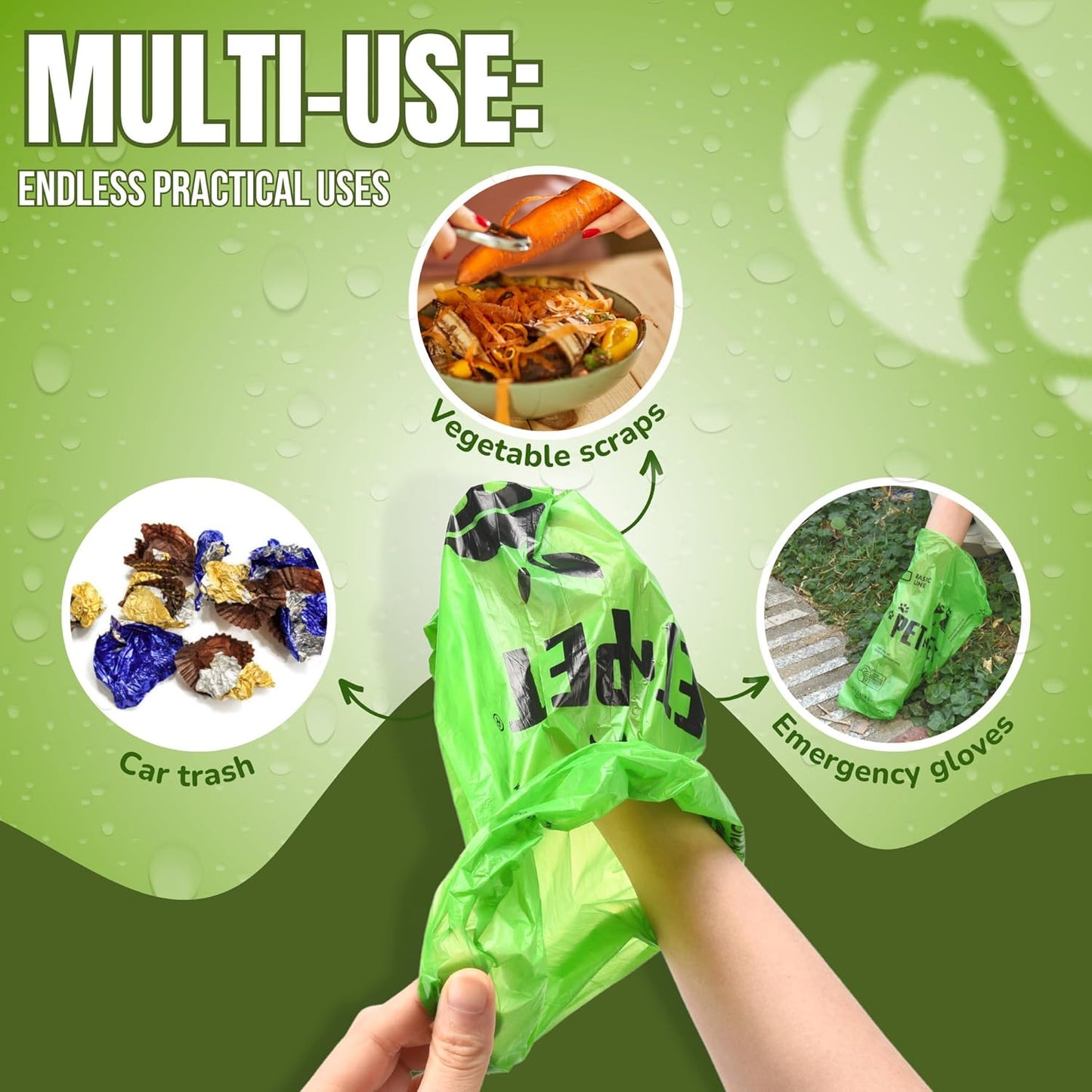 Dog Poop Bags 1080 Counts, USDA Certified 38% Plant Based Sac Caca Chien, Leak Proof Dog Bags Refill Rolls for Doggy Poo, Cat Litter Waste (Unscented, Green)