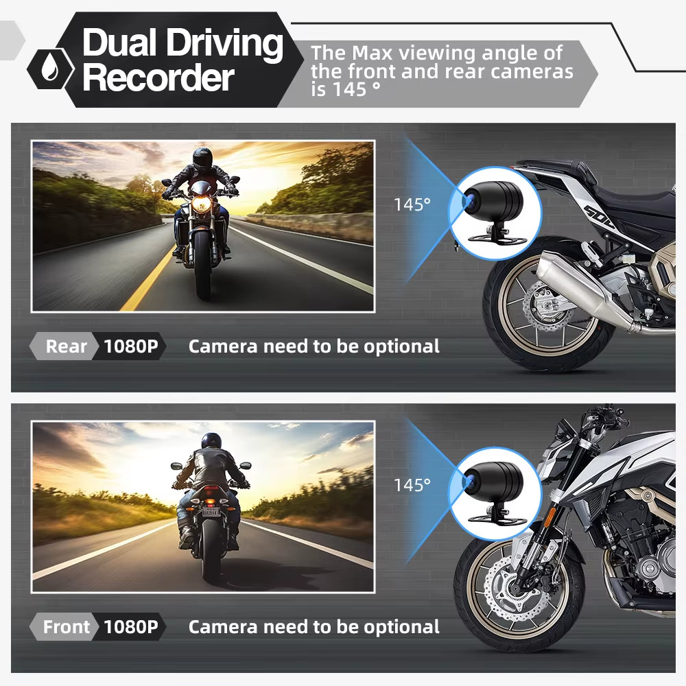 6.5Inch Motorcycle Carplay Android Auto Navigation Monitor Tire Pressure Display Portable IPS Screen Waterproof AUX Bluetooth