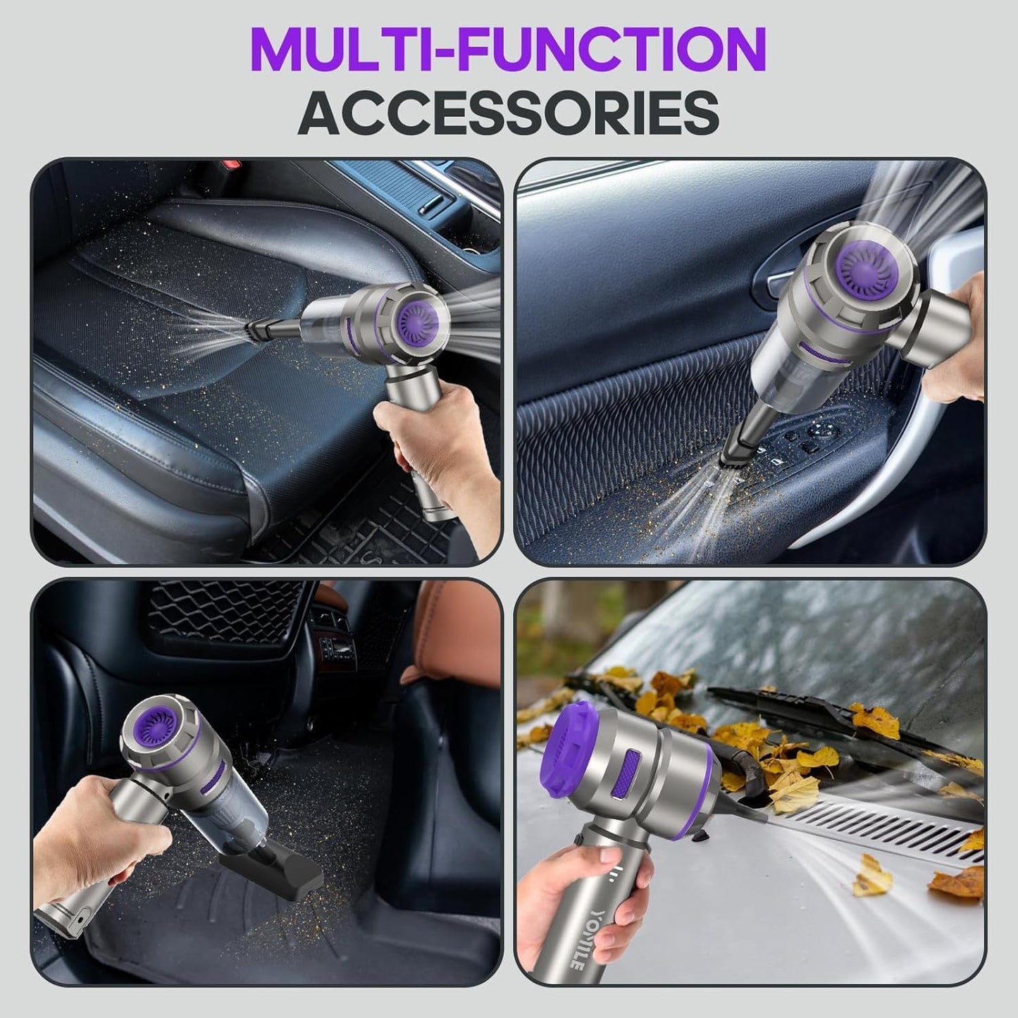 Mini Vacuum Cleaner, 2 in 1 21000PA Brushless Car Vacuum &210000RPM Air Duster 9000Mah Battery Air Blower Wireless Handheld Vacuum for Car,Office and Home (21Kpa, Purple)