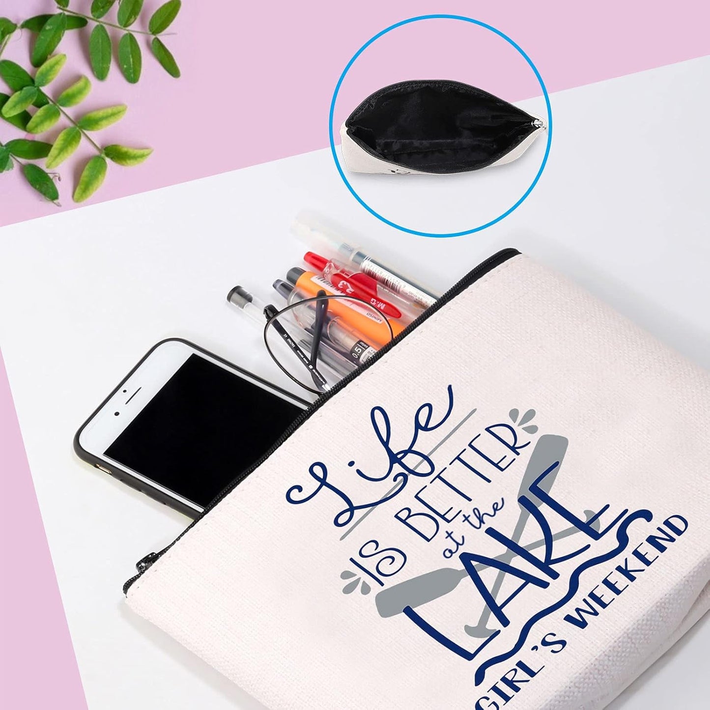 Girls Trip Gift Getaway Weekend Gift Life Is Better at the Lake Girls Weekend Toiletry Makeup Bag (Life Is Better at Lake CA)