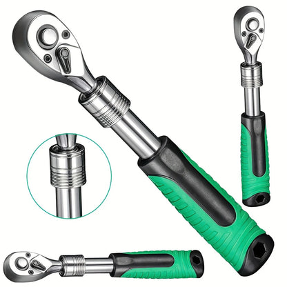 Professional 1/4" Drive Socket Ratchet Set - 72-Tooth Precision with Extendable Handle & Quick-Release