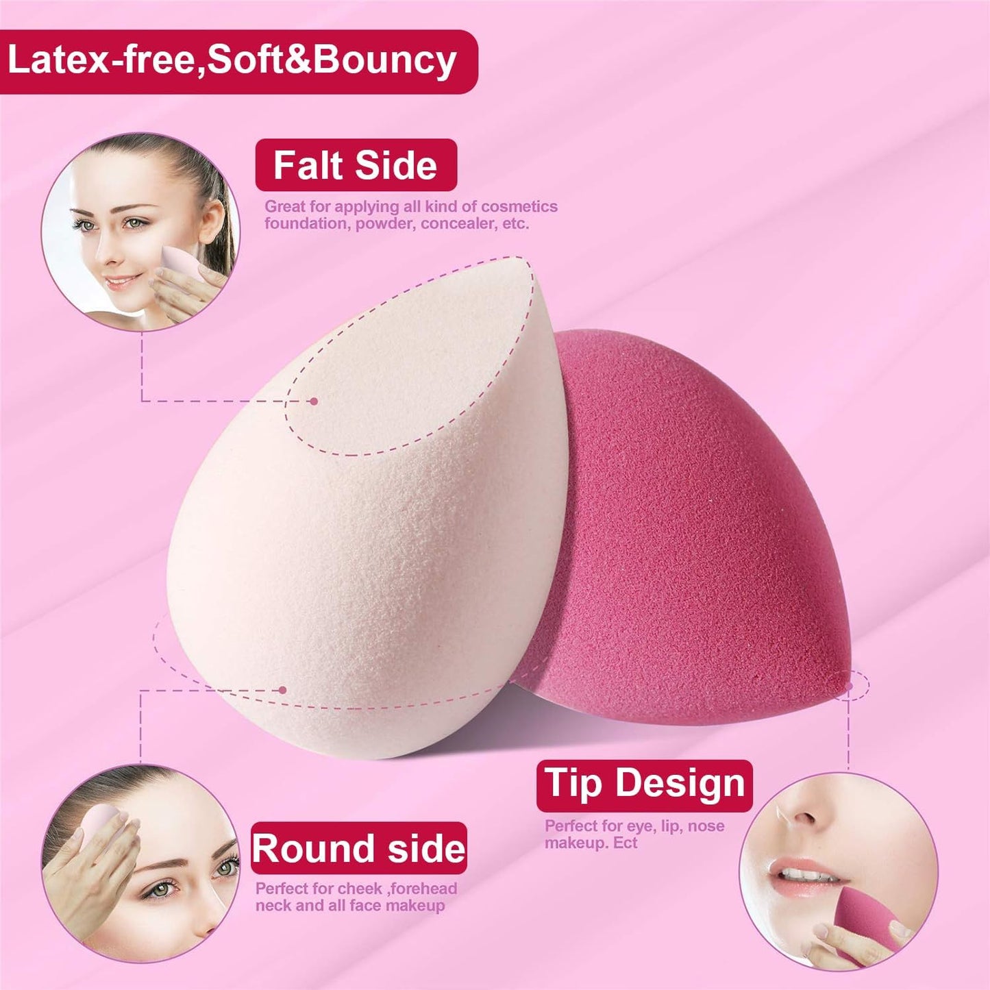 Makeup Sponge, Beauty Blender Multi Color Make up Sponge Set, 7Pcs/Set Makeup Sponge with Storage Container, Includes 4Pcs Beauty Egg and 3Pcs Mini Beauty Egg