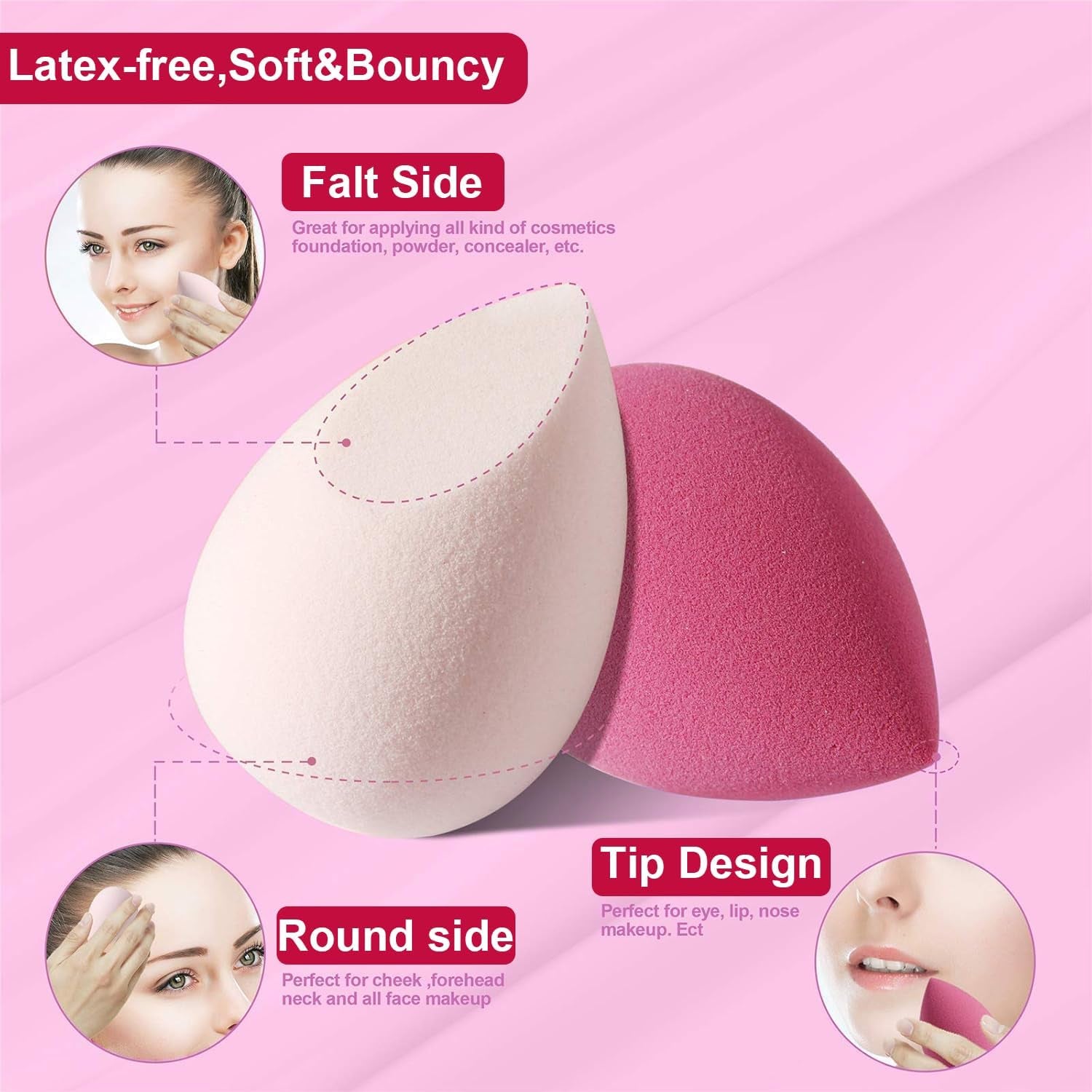Makeup Sponge, Beauty Blender Multi Color Make up Sponge Set, 7Pcs/Set Makeup Sponge with Storage Container, Includes 4Pcs Beauty Egg and 3Pcs Mini Beauty Egg
