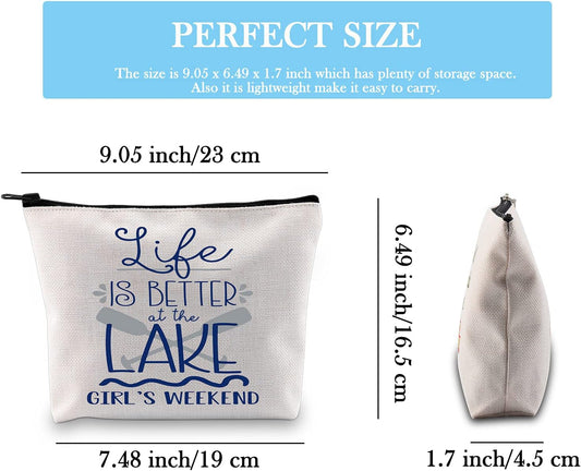 Girls Trip Gift Getaway Weekend Gift Life Is Better at the Lake Girls Weekend Toiletry Makeup Bag (Life Is Better at Lake CA)