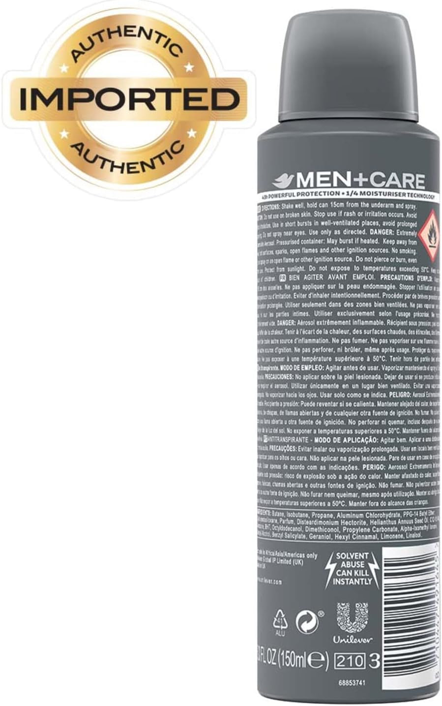Men + Care Anti-Perspirant Spray 150Ml Sport Active + Fresh, 48Hr
