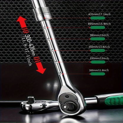 Professional 1/4" Drive Socket Ratchet Set - 72-Tooth Precision with Extendable Handle & Quick-Release