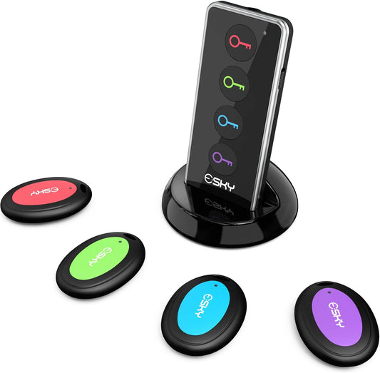 Key Finder,  85Db Item Locator, 1 Transmitter with 4 Receivers, Item Tracker with 131Ft Working Range and Led Flashlight Function, Key RF Locator, Wallet Tracker, Gifts for Parents, Kids