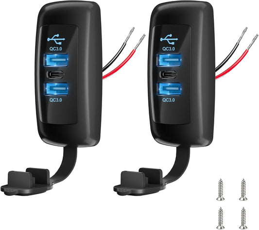 3 Ports 12V RV USB Outlet 56W, 1PCS Type-C PD3.0 Quick Charge & Dual USB-A QC3.0 Panel Wall Surface Mount, Automotive Car Multi-Port USB Socket Charger Adapter for RV Marine Boat Bus Camper ATV Truck