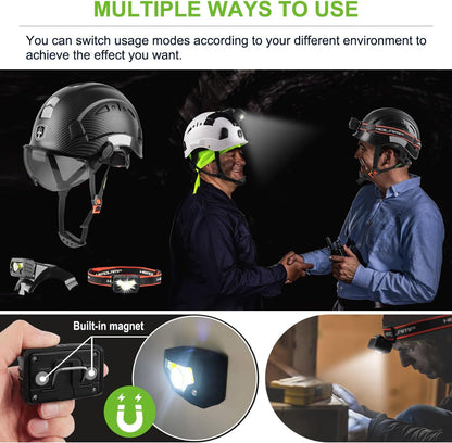 IllumiGuard Pro Safety Hard Hat - Rechargeable LED Headlamp with Visor & Chin Strap for Construction
