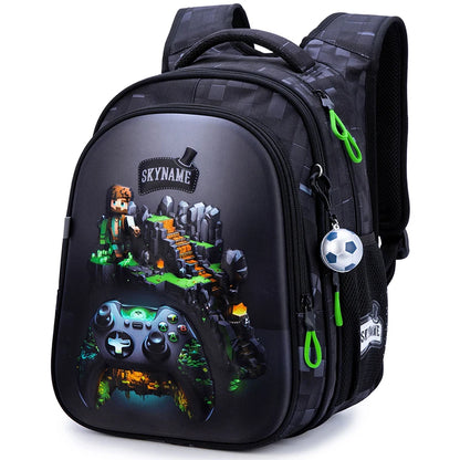 Space Explorer Waterproof School Backpack for Boys – Cartoon Gamer Edition