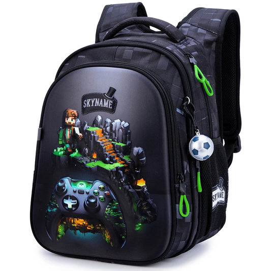 Space Explorer Waterproof School Backpack for Boys – Cartoon Gamer Edition
