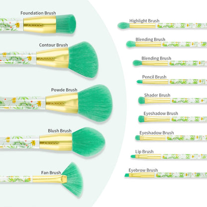 Tropical Makeup Brushes 14 Pieces Professional Makeup Brushes Set Premium Synthetic Kabuki Foundation Blending Contour Face Powder Mineral Eyeshadow Make up Brushes Set