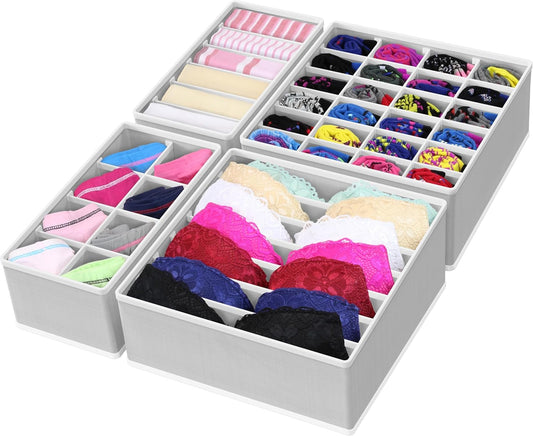 Simplehouseware Closet Underwear Organizer Drawer Divider Set of 4, Grey