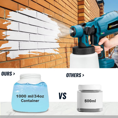 GISAM 1000ML Cordless Electric Spray Gun - HVLP Paint Sprayer for Auto, Furniture & Steel Coating (Tool Only - Makita 18V Battery Compatible)