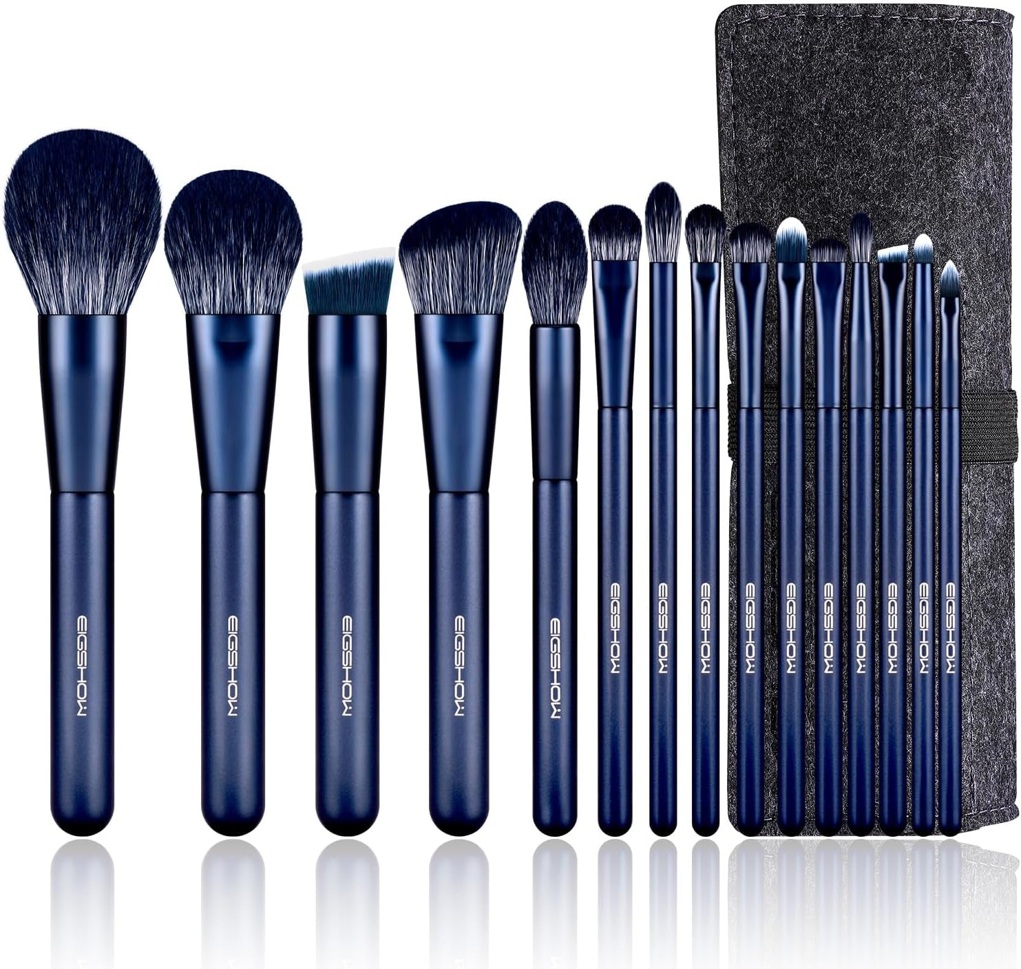 Makeup Brush Set, 15 Piece Professional Makeup Brushes Kit with Corn Silk Fiber Vegan Brushes for Foundation Powder Concealers Eye Shadows Liquid Kabuki Brushes (TOURMALINE BLUE)