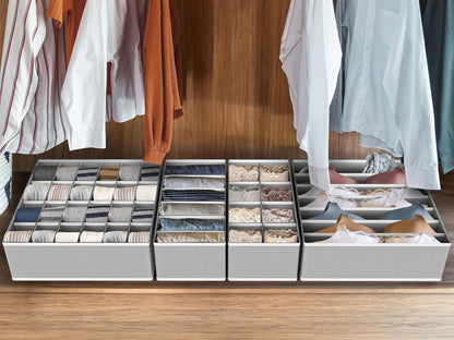 Simplehouseware Closet Underwear Organizer Drawer Divider Set of 4, Grey
