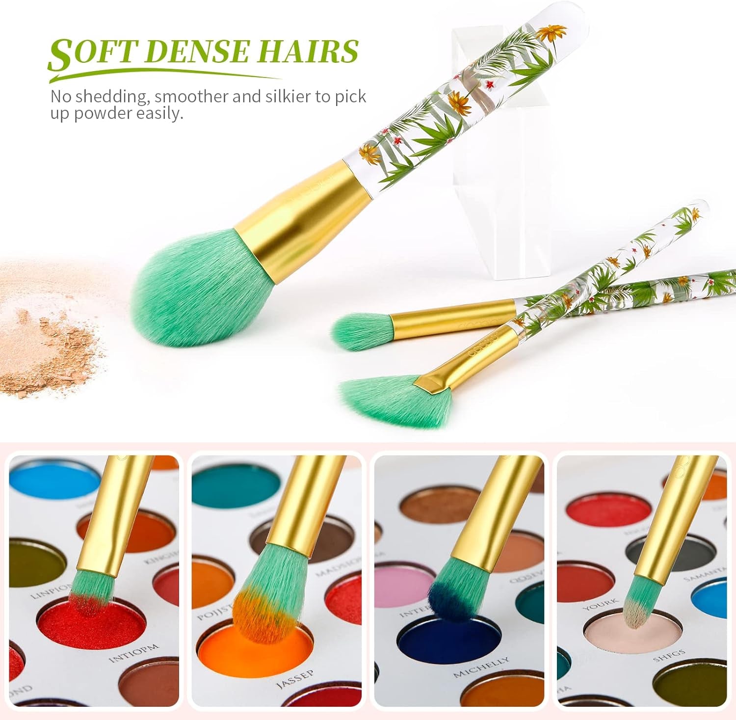Tropical Makeup Brushes 14 Pieces Professional Makeup Brushes Set Premium Synthetic Kabuki Foundation Blending Contour Face Powder Mineral Eyeshadow Make up Brushes Set