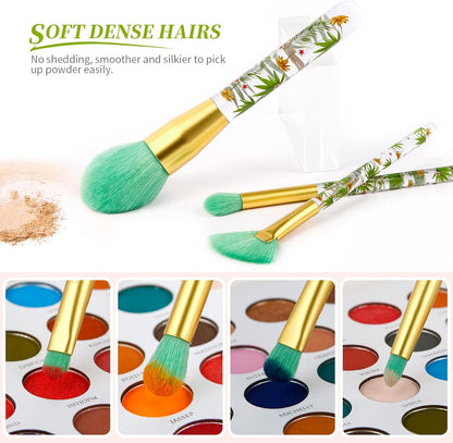Tropical Makeup Brushes 14 Pieces Professional Makeup Brushes Set Premium Synthetic Kabuki Foundation Blending Contour Face Powder Mineral Eyeshadow Make up Brushes Set
