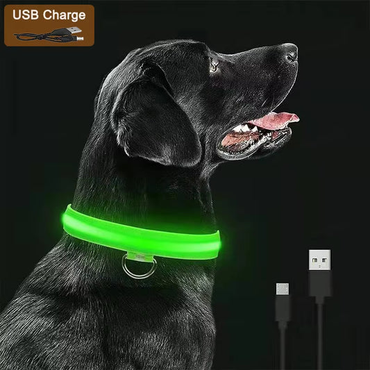 GlowSafe™ 3-in-1 LED USB Rechargeable Pet Collar – Adjustable Night Safety Collar for Dogs & Cats