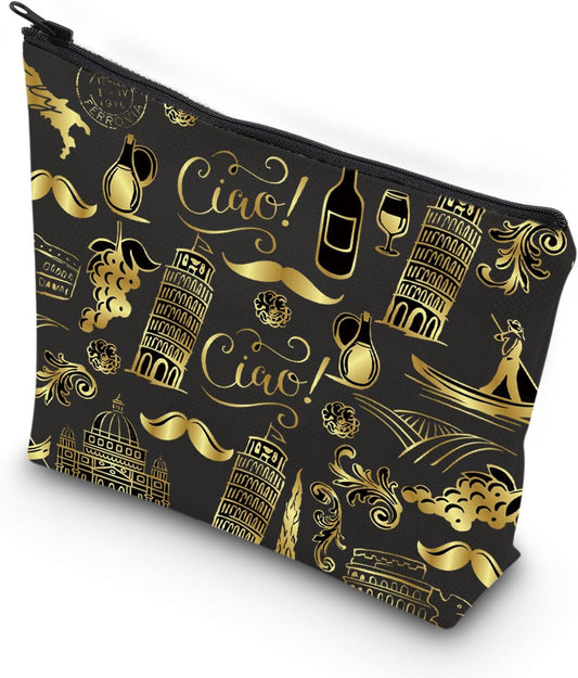 Italy Travel Gift Italy Merchandise Gift Italy Traveller Zipper Pouch Makeup Bag (Italy Bag CA)