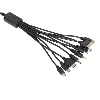 10 in 1 Universal Multifunction Cable Fit USB Charger Cell Mobile Phone Mp4 Zaf Black