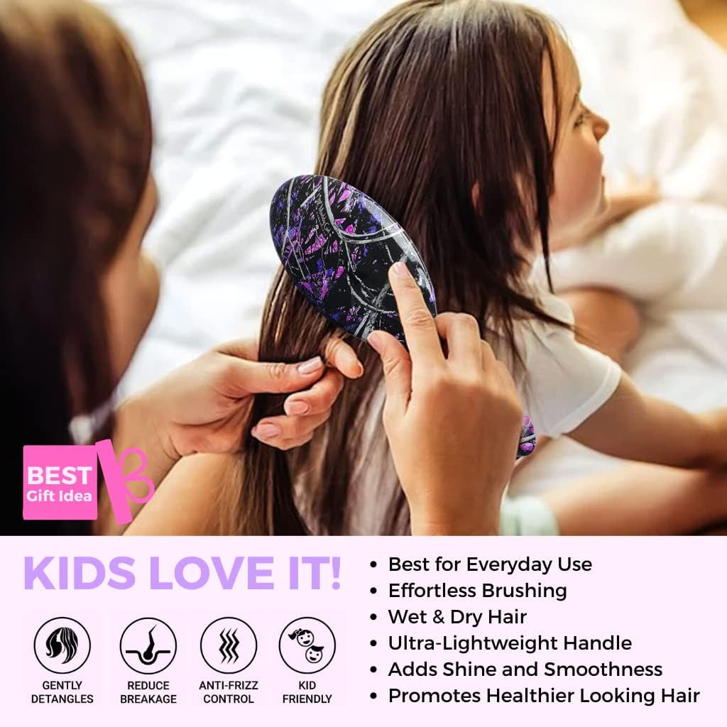 Detangling Hair Brush, Soft Bristle Wet Hair Brush for Women Men Kids Thick Curly Thin Long Short Dry Wet Hair Detangler Smoothing Brush, Brosse a Cheveux, Muddy Girl (Pink)