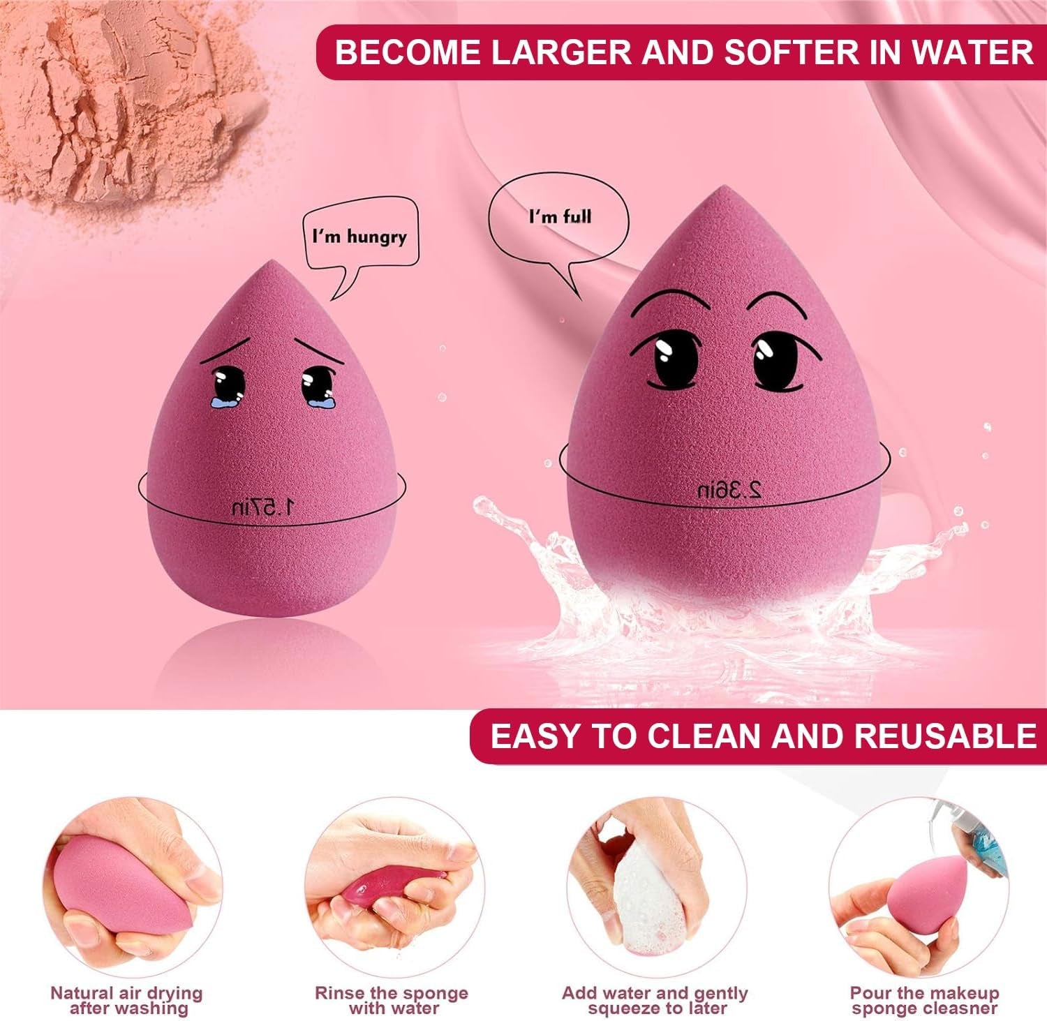 Makeup Sponge, Beauty Blender Multi Color Make up Sponge Set, 7Pcs/Set Makeup Sponge with Storage Container, Includes 4Pcs Beauty Egg and 3Pcs Mini Beauty Egg