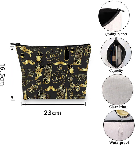 Italy Travel Gift Italy Merchandise Gift Italy Traveller Zipper Pouch Makeup Bag (Italy Bag CA)