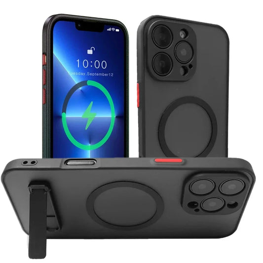 Magnetic Mobile Phone Case with Stand for Iphone 16 Pro Max 15 14 plus 13 12 Mini 11 Translucent Cover with Kickstand