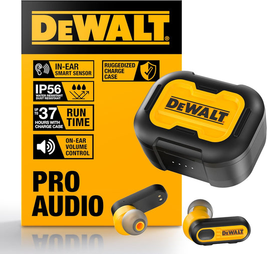 Dewalt Jobsite Pro-X1 True Wireless Bluetooth Earbuds - Premium Waterproof TWS Headphones with Type-C Charging Case