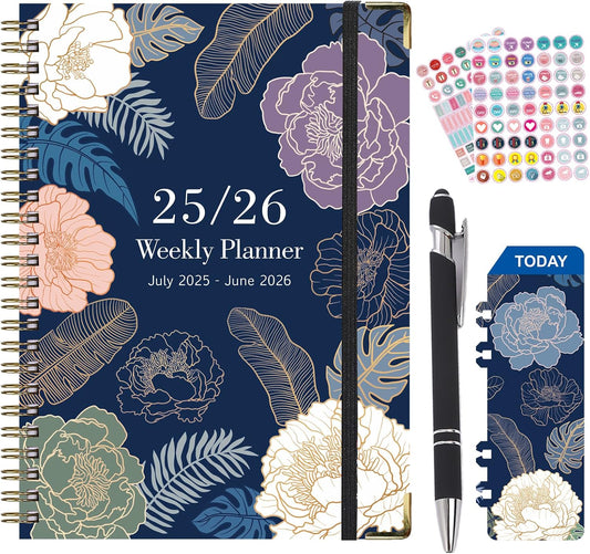Planner 2025-2026,Agenda 2025-2026, July 2025 to June 2026 Monthly Weekly Calendar Planner with Month Tabs, 6.1" X 8.5" Hardcover Spiral Bound Cover for Daytimer Schedule Work School (A01)