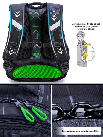 Space Explorer Waterproof School Backpack for Boys – Cartoon Gamer Edition