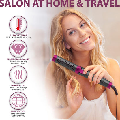 Breeze Airflow Hair Styler, 2-In-1 Hair Straightener and Curler, Create No Damage Long Last Bouncy Curls Waves & Smooth Straight, Ceramic Tourmaline Flat Iron Curling Iron with 5 Heat Settings