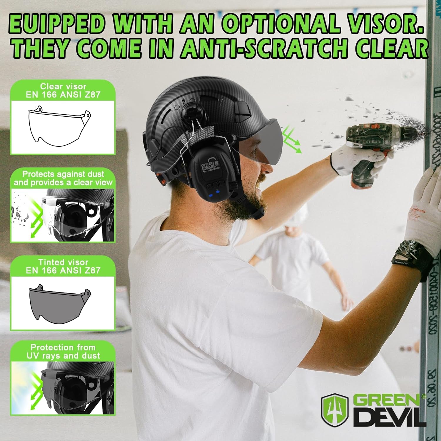 ConnectGuard Pro Safety Helmet - Bluetooth Ear Protection with Visor & Ventilation System