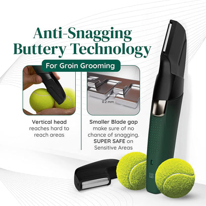 Face & Body Multi Grooming Trimmer for Men with Beard Trimmer, 20 Length Settings, 90 Mins Run Time Fast Charging Battery, Rounded Blades, Washer Bag, Charging Stand, Waterproof (Green)