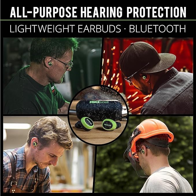 Free 2.0 True Wireless Earbuds: Improved 25 Db Noise Reduction Rating, 21 Hour Total Battery Life, Noise Cancelling Mic, OSHA Compliant Bluetooth Hearing Protector