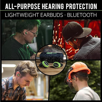 Free 2.0 True Wireless Earbuds: Improved 25 Db Noise Reduction Rating, 21 Hour Total Battery Life, Noise Cancelling Mic, OSHA Compliant Bluetooth Hearing Protector