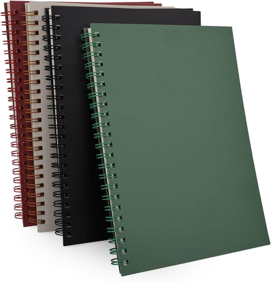 4-Pack Spiral Notebooks for Work - A5 Size 7Mm College Ruled Lined Paper - Note Taking, Composition, Writing, Journal, Hardcover Diary for Study, School, Students, Office Use (Assorted)