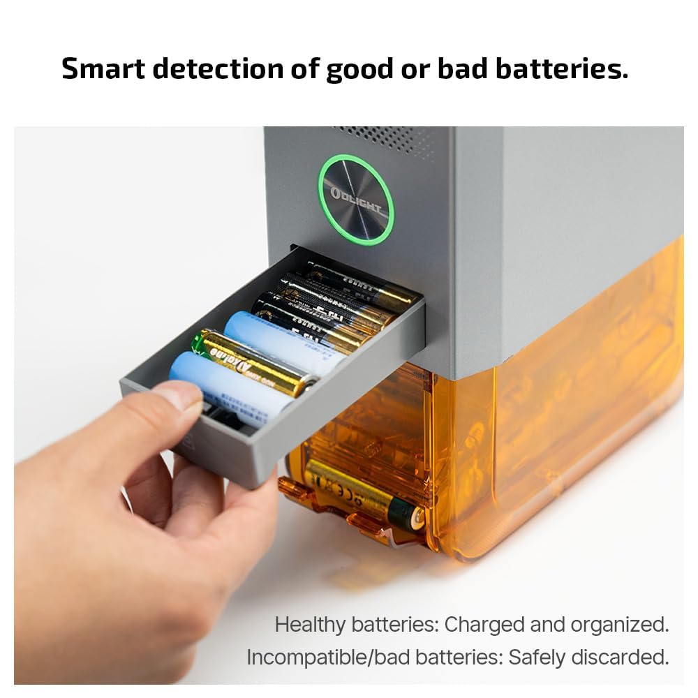 OLIGHT Ostation X Smart Battery Management System - 3-in-1 Automatic AA Rechargeable Battery Charger