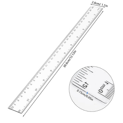 Clear Plastic Ruler 30cm 12 Pack, Plastic Ruler for School Supplies, Metric Ruler & Clear Ruler with Centimeters/Inches