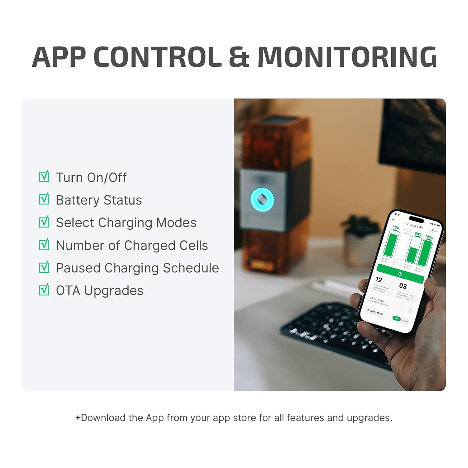 OLIGHT Ostation X Smart Battery Management System - 3-in-1 Automatic AA Rechargeable Battery Charger