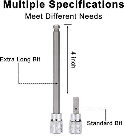 Mayouko 107-Piece Master Bit Socket Set - 1/4", 3/8" & 1/2" Drive with Torx, Hex, Ball End & SAE/Metric Bits