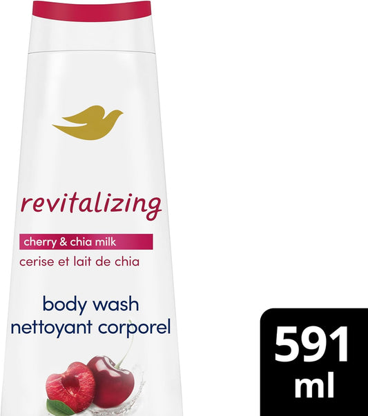 Body Wash for 24Hr Lotion-Soft Skin Revitalize Cherry and Chia Milk Moisturizing Skin Cleanser with No Sulfates No Parabens 591 Ml